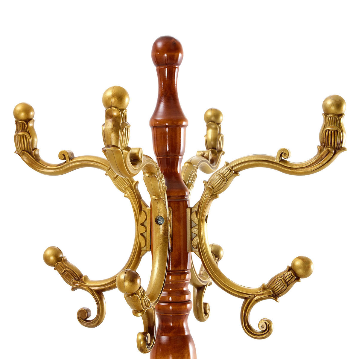 GARDEROBENSTÄNDER massivholz in holz- & gold-optik mit regenschirmhalter und mehrstöckigen haken - Eichefarben, Holz (50/195/50cm) - Urban Meuble