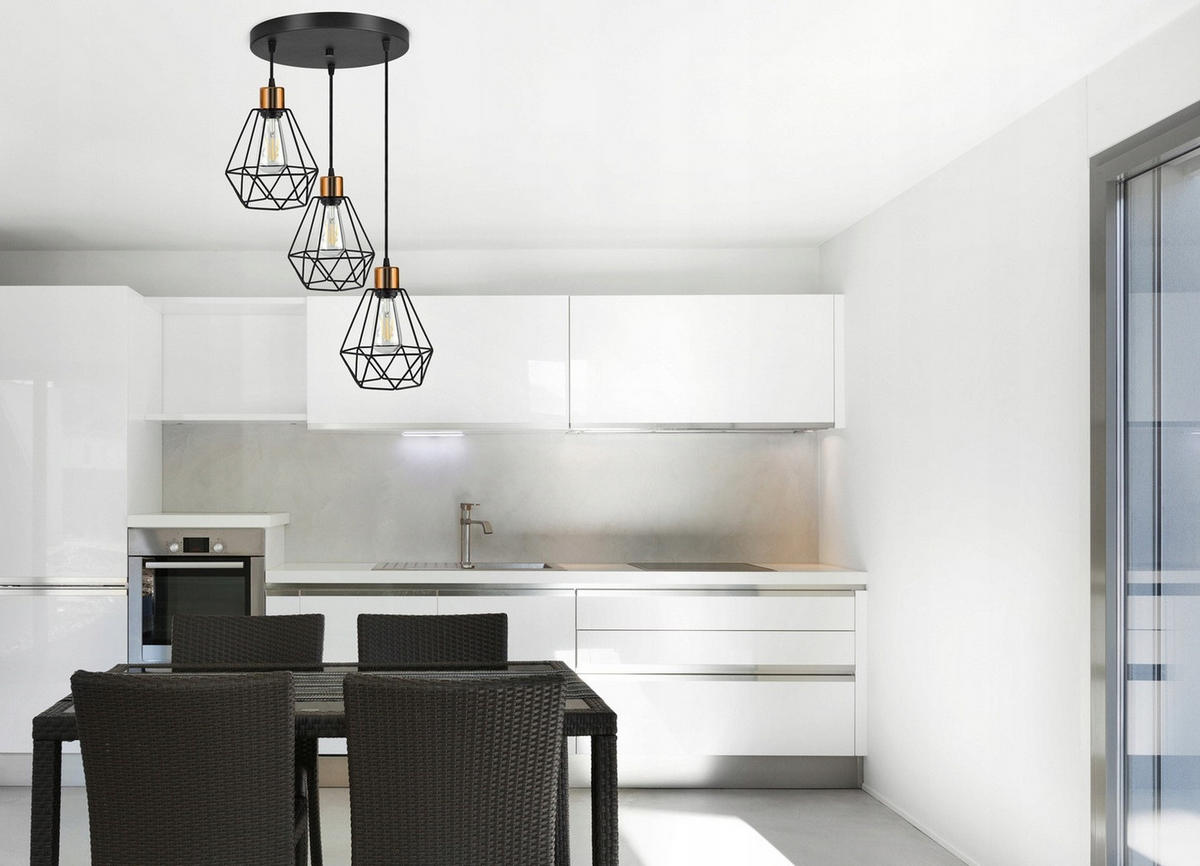 PENDELLEUCHTE EDISON II - Goldfarben/Schwarz, Metall (45/45/100cm) - kiki design