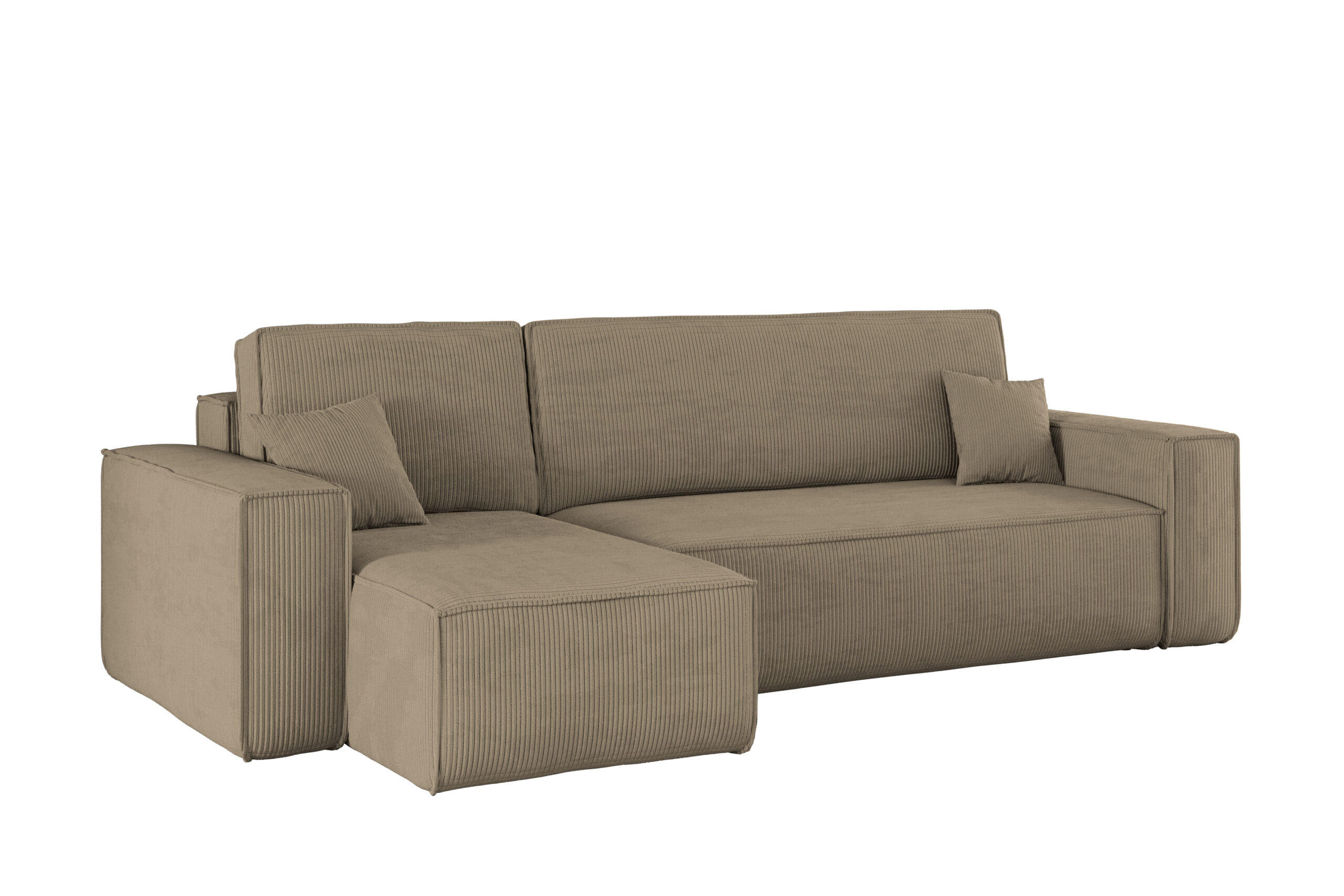 ECKSOFA Mit Schlaffunktion Und Bettkasten BEST Stoff Poso Dicker Cord Dunkelbeige Links - Cappuccino, Holz/Textil (142/244cm) - Kaiser Möbel