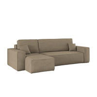 ECKSOFA Mit Schlaffunktion Und Bettkasten BEST Stoff Poso Dicker Cord Dunkelbeige Links - Cappuccino, Holz/Textil (142/244cm) - Kaiser Möbel