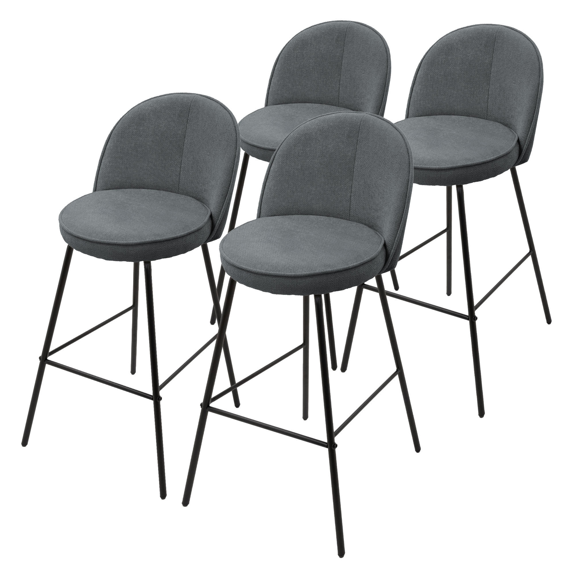 ML-DESIGN SADA 4 barových židlí, antracitová, s látkovým potahem