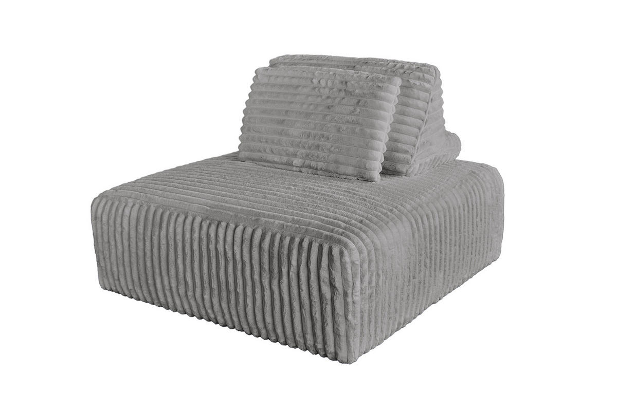 HOCKER MIT RÜCKENKISSEN WIOLO SOFT Grau Cord - Schwarz/Grau, Kunststoff/Textil (111/84/111cm) - KAWOLA