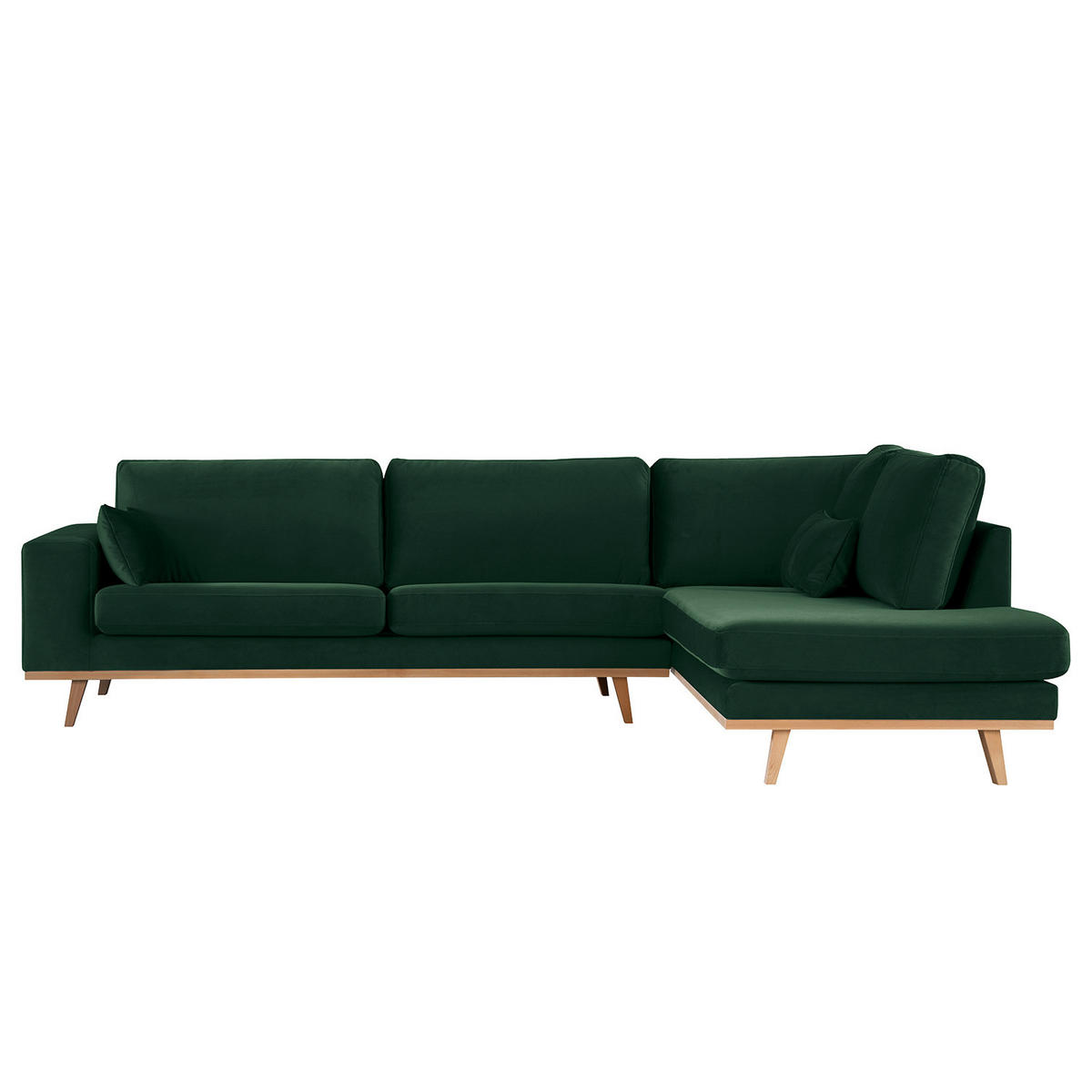 ECKSOFA mit Ottomane - Buchefarben/Grün, Buchenholz/Textil (287/219cm) - home24