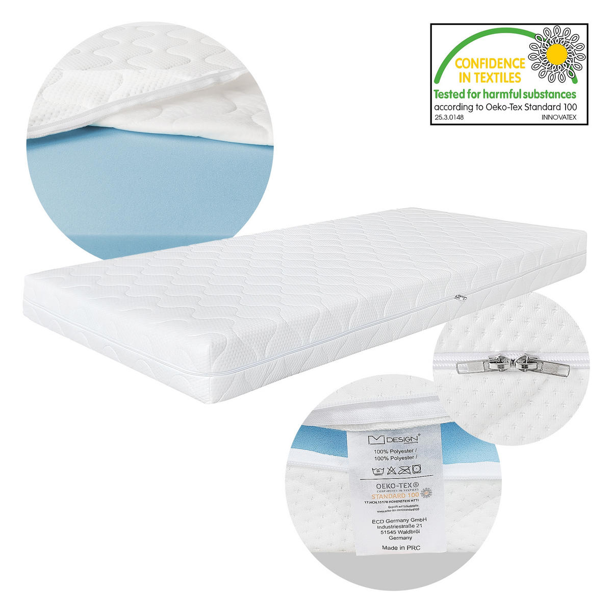 MATRATZE 200/100 cm - Weiß, Textil (100/200cm) - ML-DESIGN