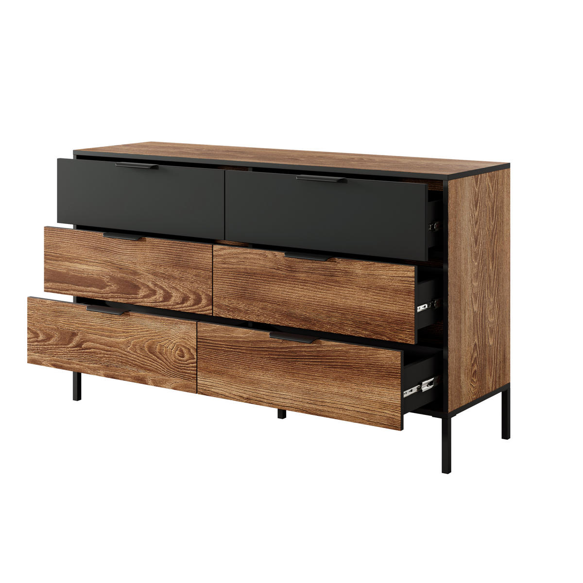 SIDEBOARD MILANO 137/81/40 cm mit 6 Schubladen Braun - Anthrazit/Braun, Holzwerkstoff (137/81/40cm) - MASSENO