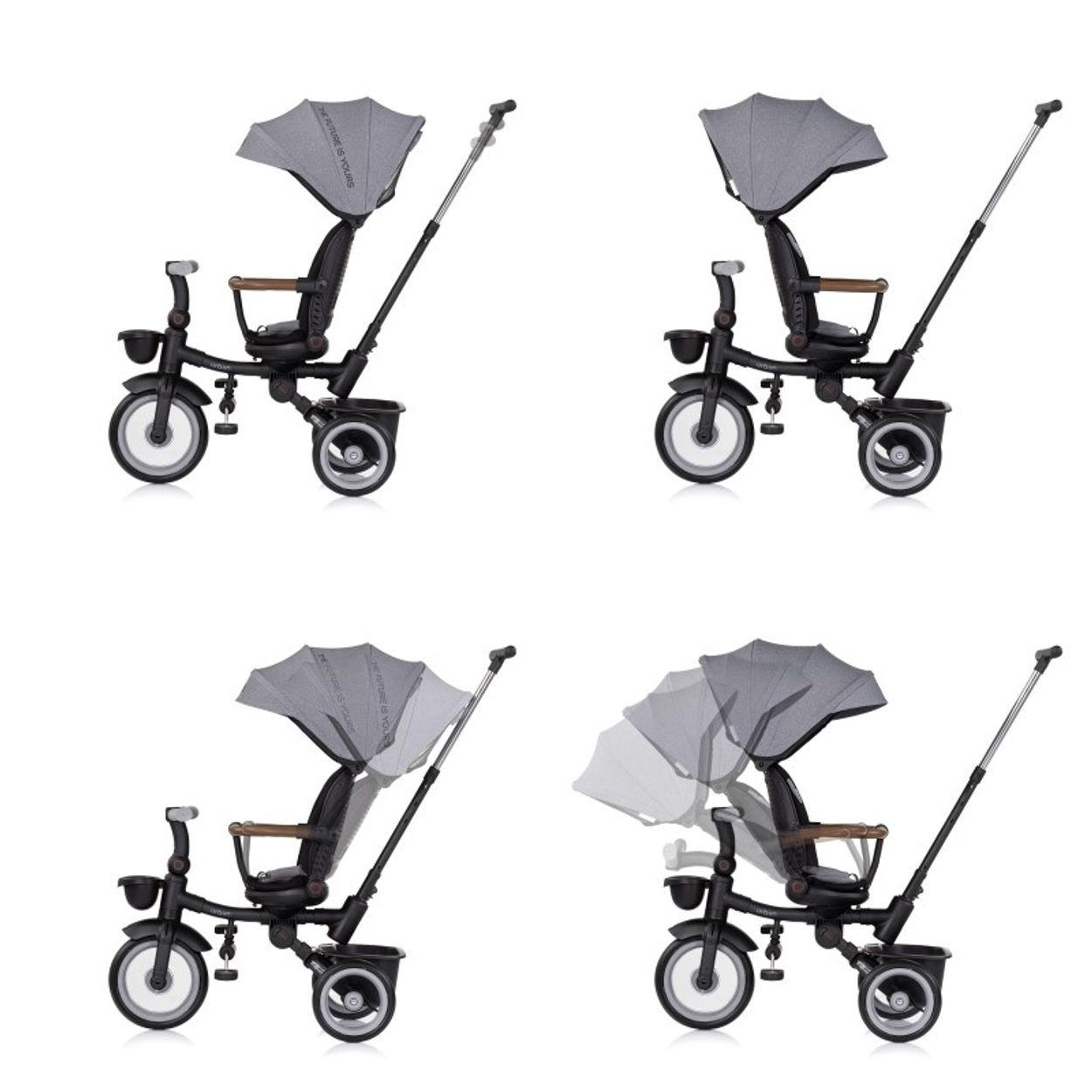 DREIRAD Urban grau Lenker mit Licht, klappbar, Sitz drehbar, Korb - Grau, Metall (94/51/98cm) - Chipolino