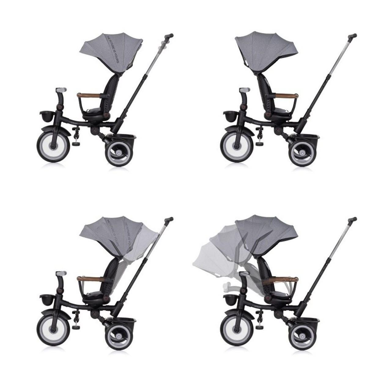 DREIRAD Urban grau Lenker mit Licht, klappbar, Sitz drehbar, Korb - Grau, Metall (94/51/98cm) - Chipolino