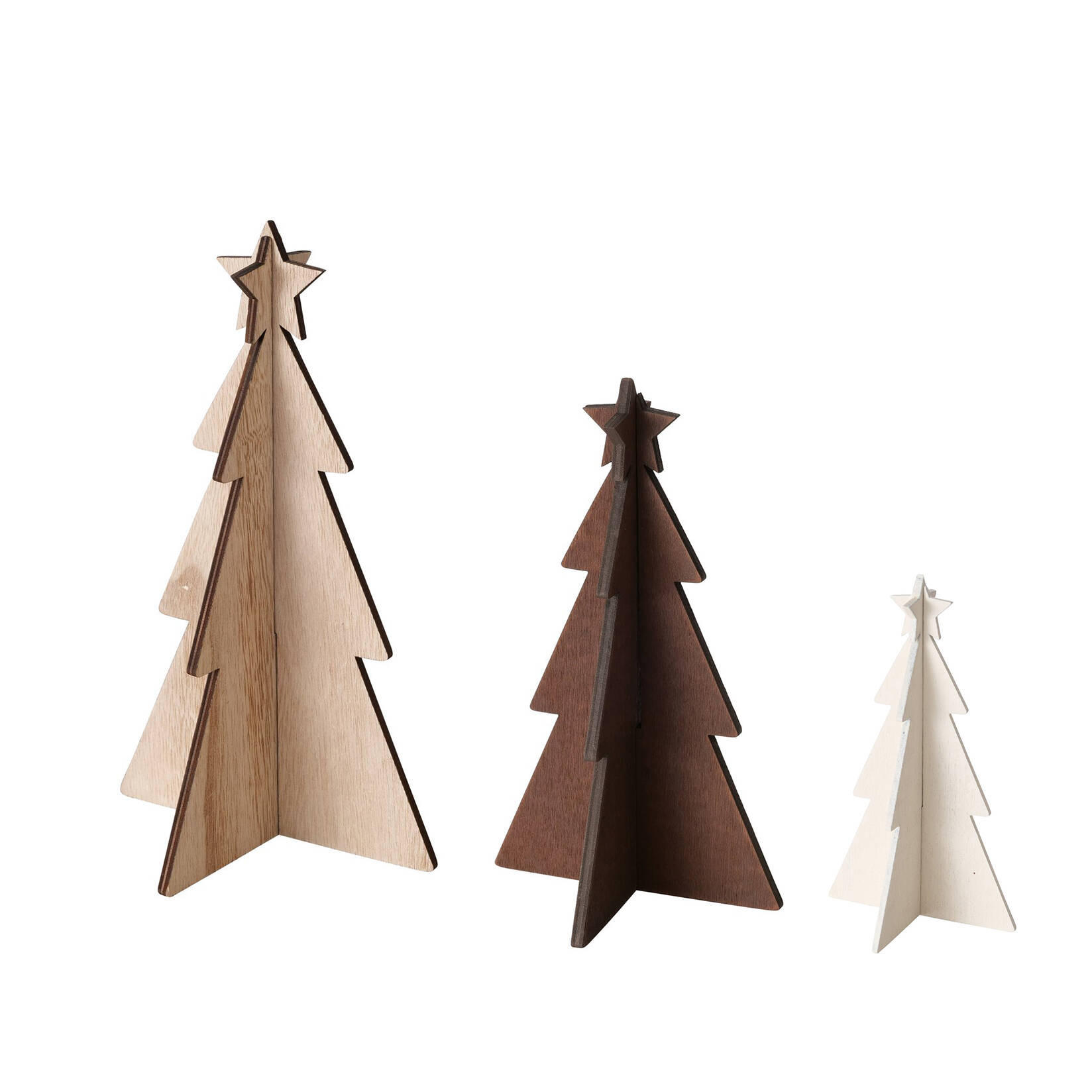 TANNENBÄUME Karl 12-25 cm, 3er-Set - Eichefarben/Multicolor, Holzwerkstoff (15/25cm)
