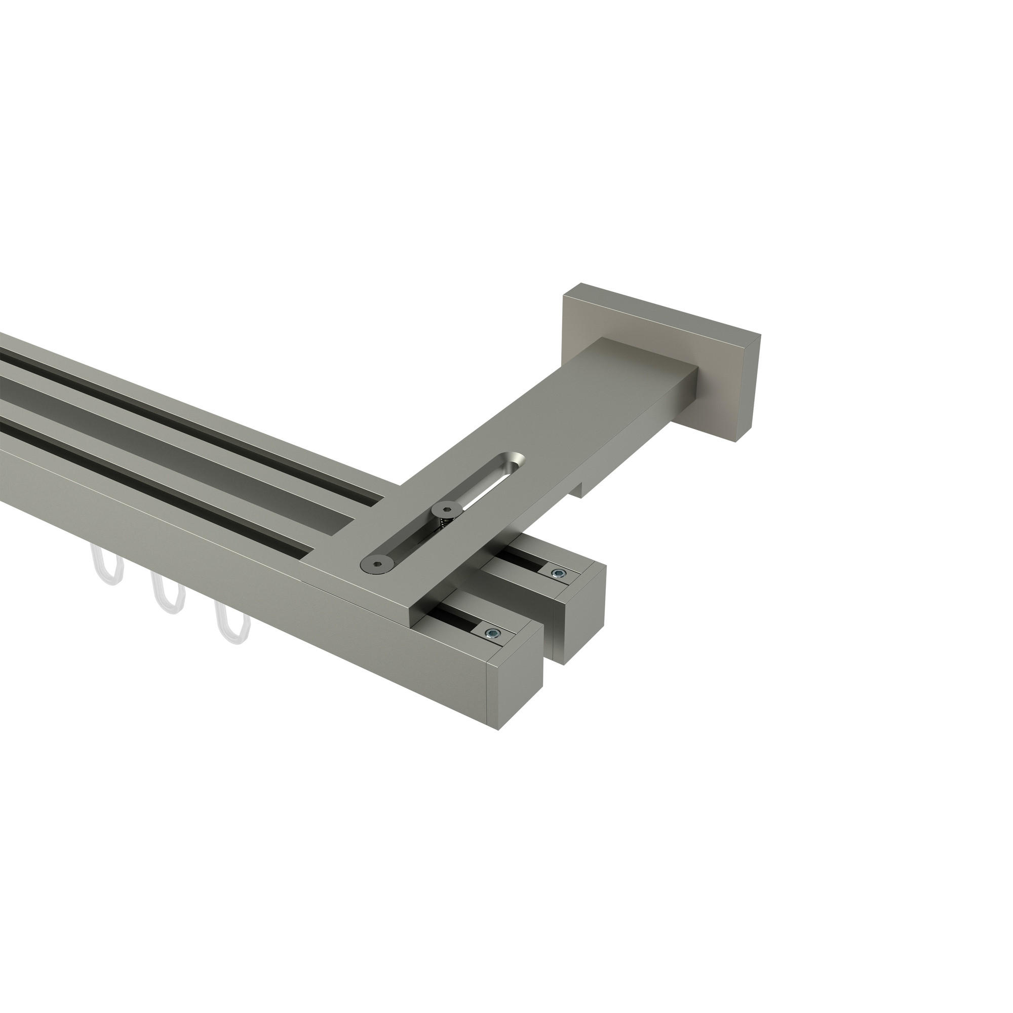 GARDINENSTANGE INNENLAUF Quadline (Multi) Sono 480 cm (geteilt in 3 x 160 cm), 2-läufig, 20x20 mm Satin-Silber - Silberfarben, Metall (480cm) - INTERDECO