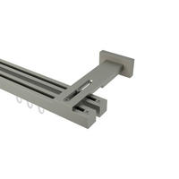 GARDINENSTANGE INNENLAUF Quadline (Multi) Sono 480 cm (geteilt in 3 x 160 cm), 2-läufig, 20x20 mm Satin-Silber - Silberfarben, Metall (480cm) - INTERDECO