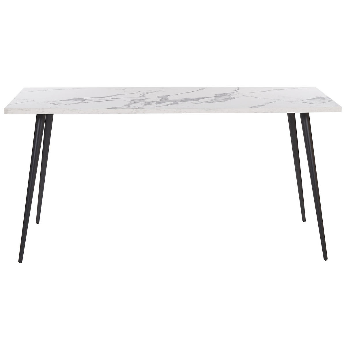 ESSTISCH 160/80/76 cm Weiß schwarz Rechteckig Santiago - Weiß, Holzwerkstoff (160/80/76cm) - Beliani