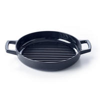 BEKA Grillpfanne - Grillplatte - Nori - Gusseisen ø 28 cm - emaillierte Antihaftbeschichtung - Schwarz, Keramik (1/29/6cm)