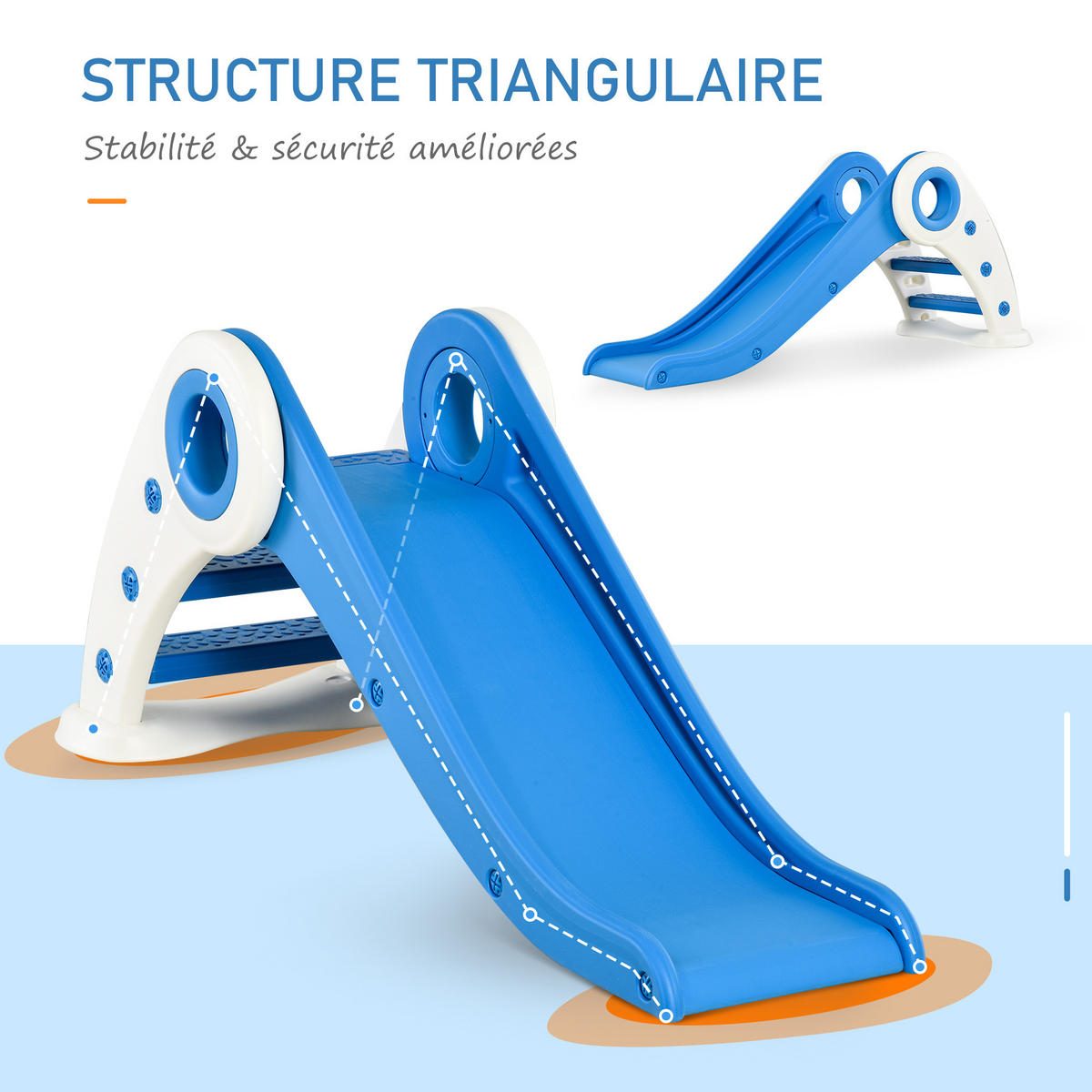 KINDERRUTSCHE DE-17951 klappbar für Kleinkinder, HDPE Blau - Blau, Kunststoff (50/56/120cm) - ComfortXL