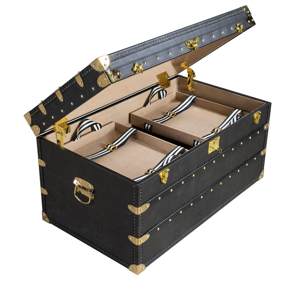 COUCHTISCH Rechteckig Schwarz Gold 93/54/50 cm - Schwarz, Leder (54/93/50cm) - ANGEL CERDA