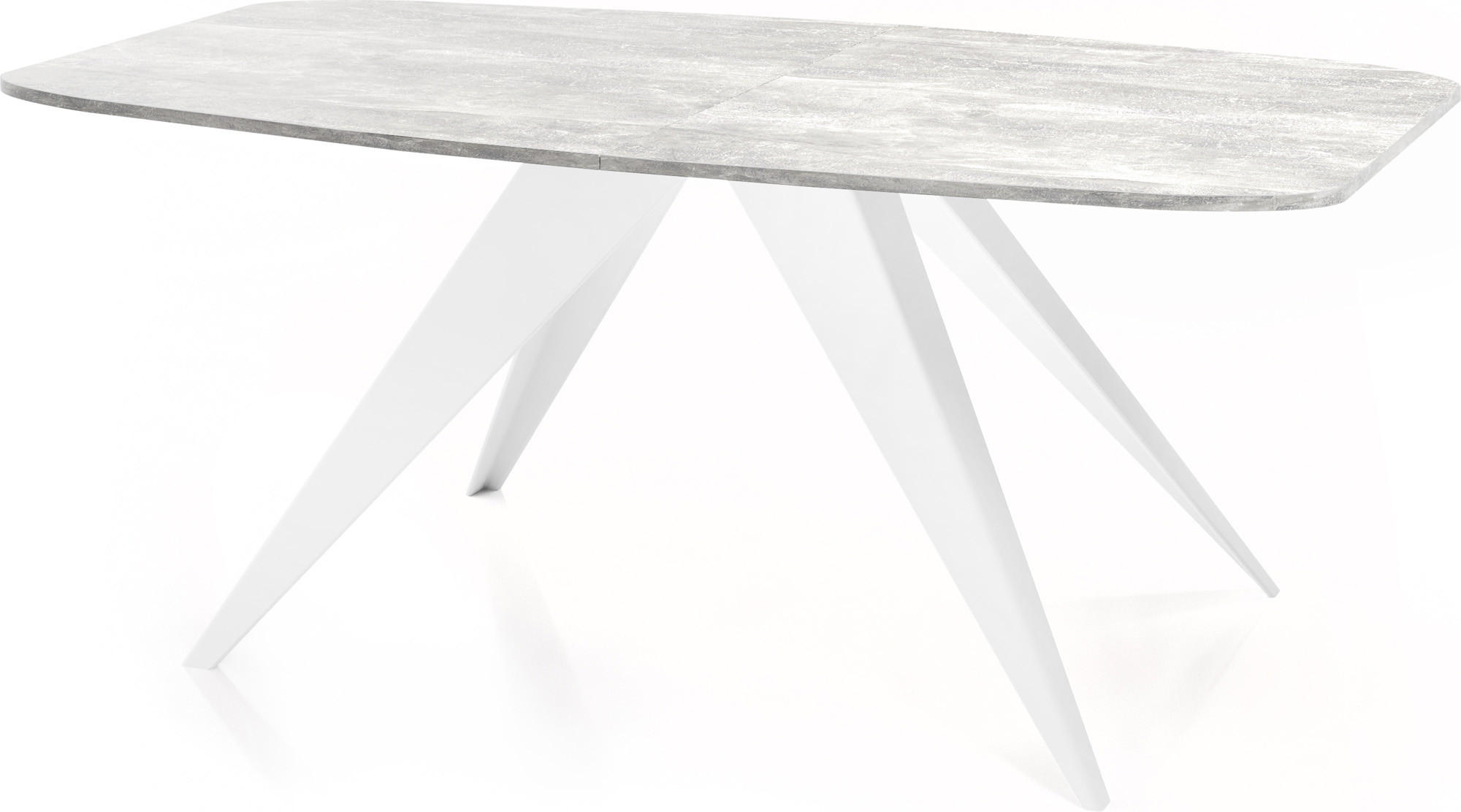 ESSTISCH Fatina rechteckig ausziehbar, Grauer Beton 160-198/90/76 cm - Hellgrau/Weiß, Holzwerkstoff/Metall (160/80/76cm) - WFL GROUP