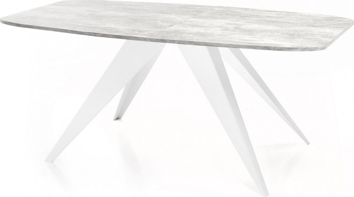ESSTISCH Fatina rechteckig ausziehbar, Grauer Beton 160-198/90/76 cm - Hellgrau/Weiß, Holzwerkstoff/Metall (160/80/76cm) - WFL GROUP