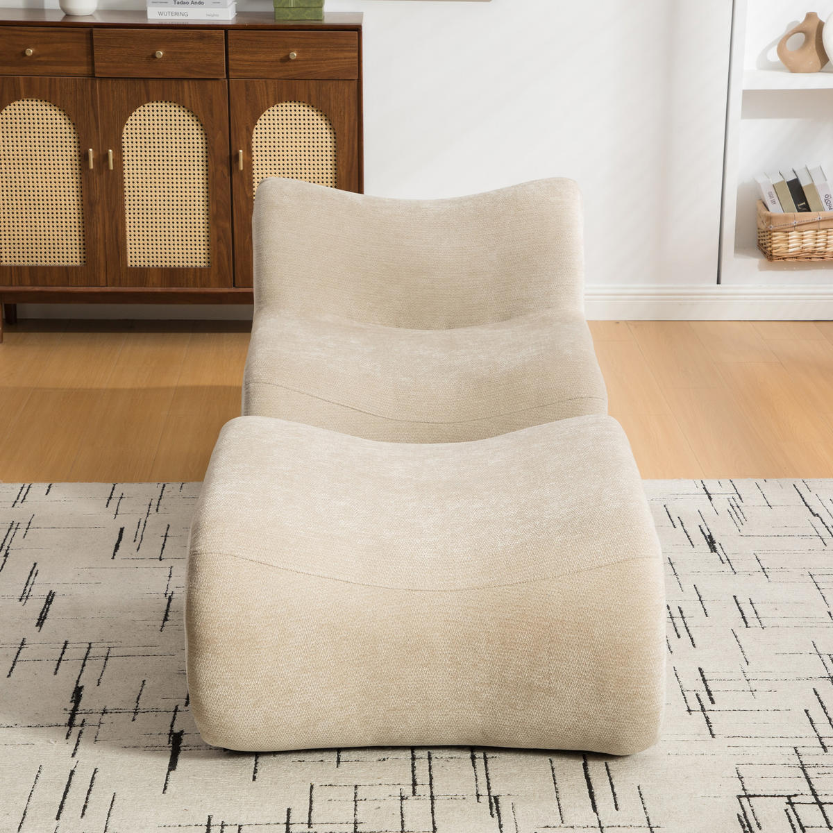 SESSEL DE-35111 mit Ottoman Hellkhaki - Sandfarben, Textil (92/72.5/83cm) - ComfortXL
