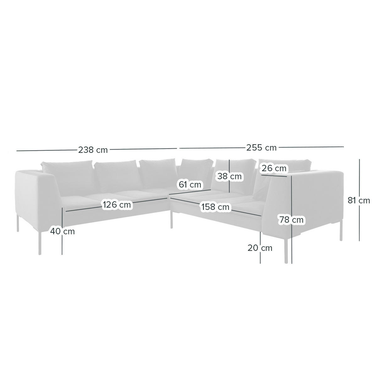 ECKSOFA mit Rundecke L - Samt - Chromfarben/Dunkelblau, Textil/Metall (255/238cm) - home24