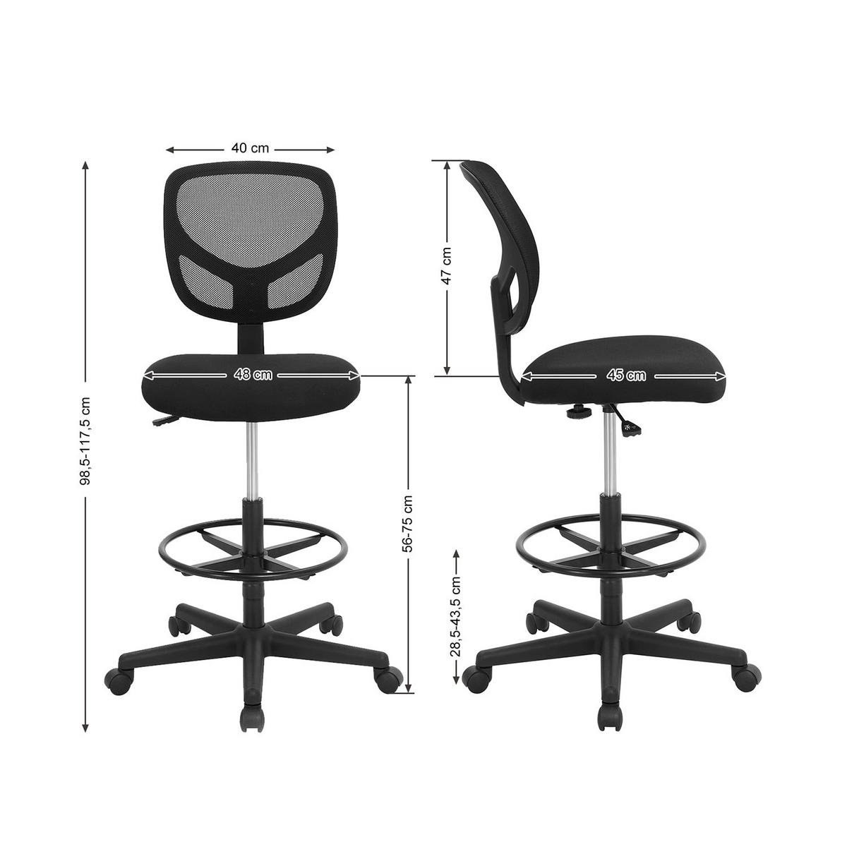 BÜROSTUHL MIT NETZBEZUG - Schwarz, Leder (45/118/48cm) - Hansiro