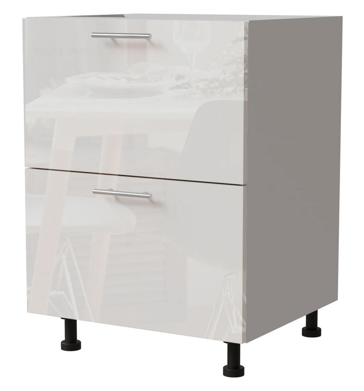 SCHUBLADENUNTERSCHRANK Essen D2A/60/1A Weiß Hochglanz / Weiß Matt 60 / 50 / 82cm - Weiß Hochglanz/Weiß, Holz/Holzwerkstoff (60/82/50cm) - Feldmann-Wohnen