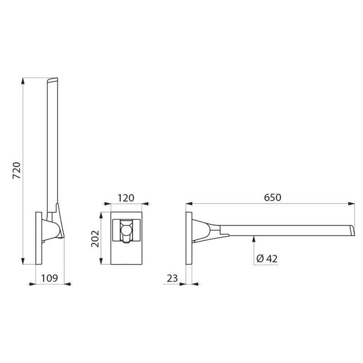 STÜTZKLAPPGRIFF Be-Line D42 L.650 Aluminium weiß - Weiß, Metall (13/11.5/73cm) - Delabie