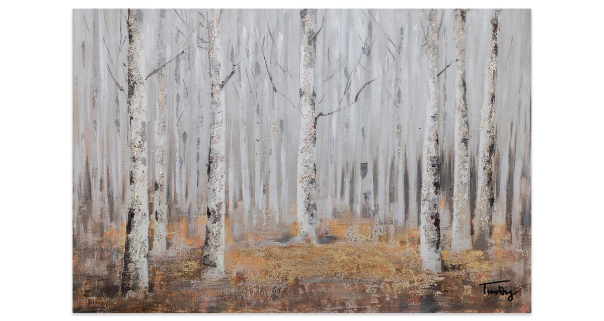 ACRYLBILD HANDGEMALT 120/80 cm - Weiß/Braun, Holz/Textil (1.8/80cm) - KUNSTLOFT