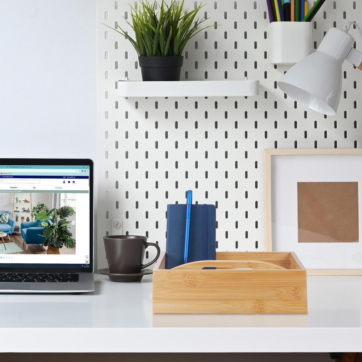 BAMBUS-ORGANIZER - Hellbraun, Holz (25/6.5/25cm) - Relaxdays