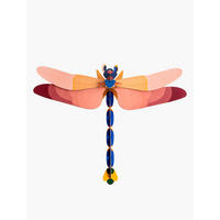 WANDDEKO Rosenlibelle 47/8 cm - Blau/Pink, Wellpappe (47/8/36cm) - KUNSTLOFT