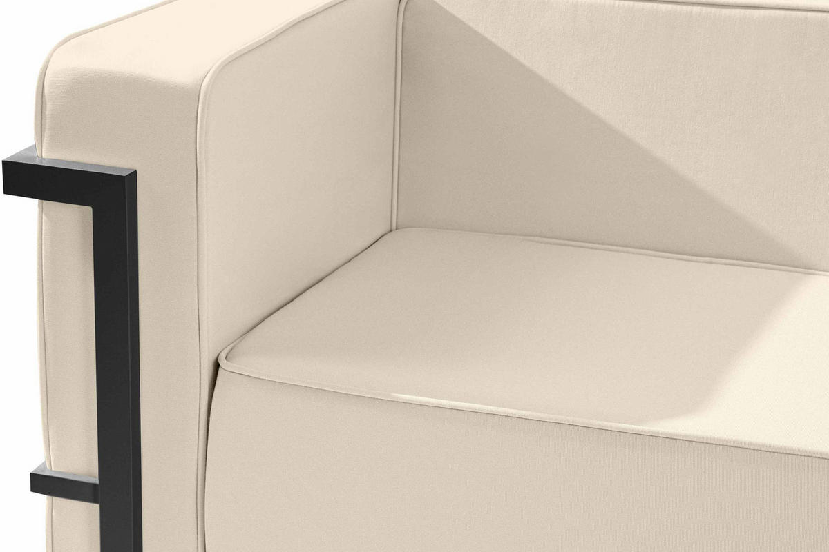 GARTENSESSEL TRIGLO Stahlgestell, Modern, Dunkelgrau/Cremeweiß - Dunkelgrau/Creme, Textil/Metall (99/70/69cm) - KONSIMO®