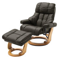RELAXSESSEL - 2-teilig - Holzwerkstoff / Echtleder / Kunstleder - Schlammfarben, Leder/Birkenholz (90/104/91cm) - home24
