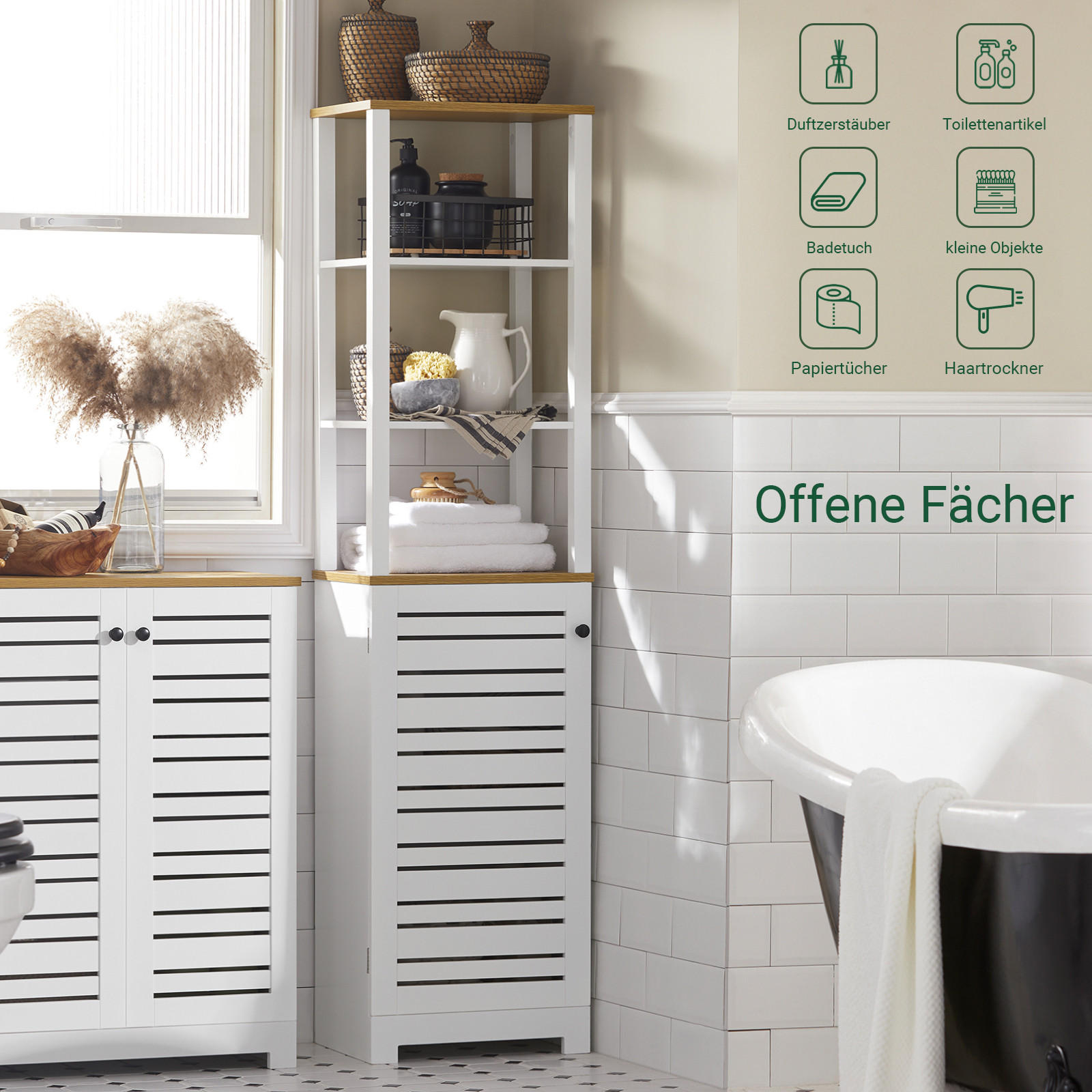 HOCHSCHRANK Weiß - Weiß, Holzwerkstoff (60/160/30cm) - SoBuy