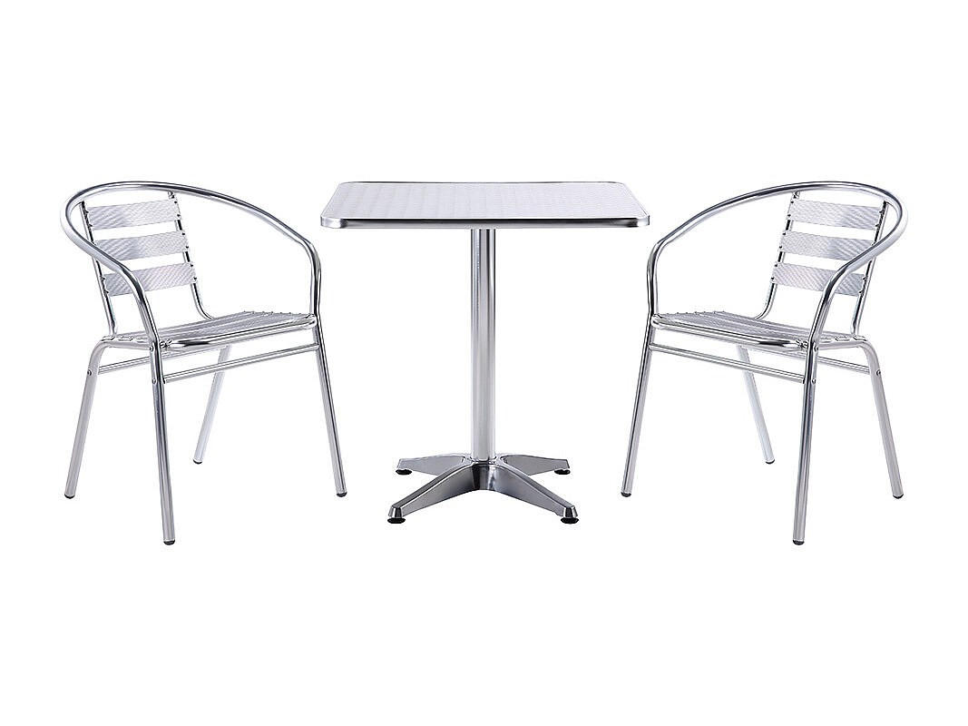 GARTENESSGRUPPE im Set - 2 -Sitzer - Aluminium - silberfarben - MONTMARTRE - Silberfarben, Metall - Vente-Unique