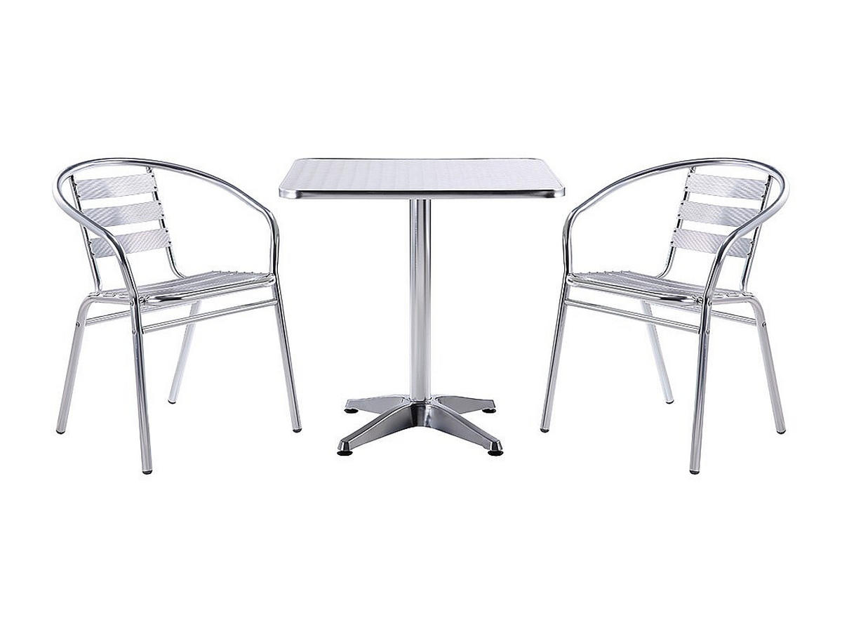 GARTENESSGRUPPE im Set - 2 -Sitzer - Aluminium - silberfarben - MONTMARTRE - Silberfarben, Metall - Vente-Unique