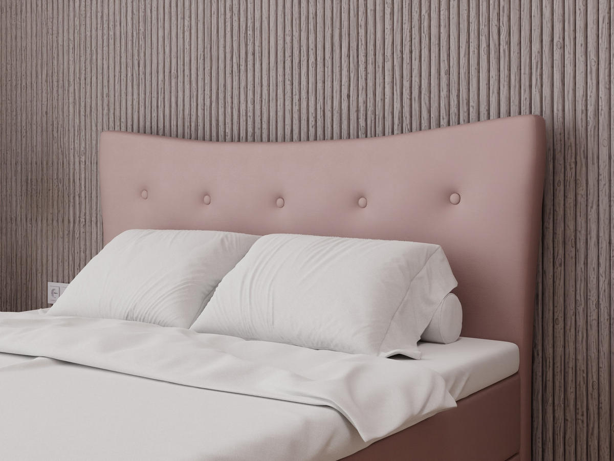 BOXBETT Nevada 160 x 200 cm Doppelbett mit hochwertiger Bonell-Matratze und Topper - rosa - Rosa, Holz (160/200cm) - Panda Möbel
