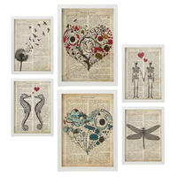 POSTER Set Mit 6 Vintage Text Sammlung A3 & A4 Weißer Rahmen - Weiß, Papier (29/3cm) - Nacnic