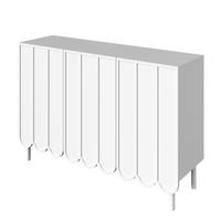 SIDEBOARD DE-37598 120/35/80 cm mit Wellentüren Weiß - Weiß, Holzwerkstoff (120/80/35cm) - ComfortXL