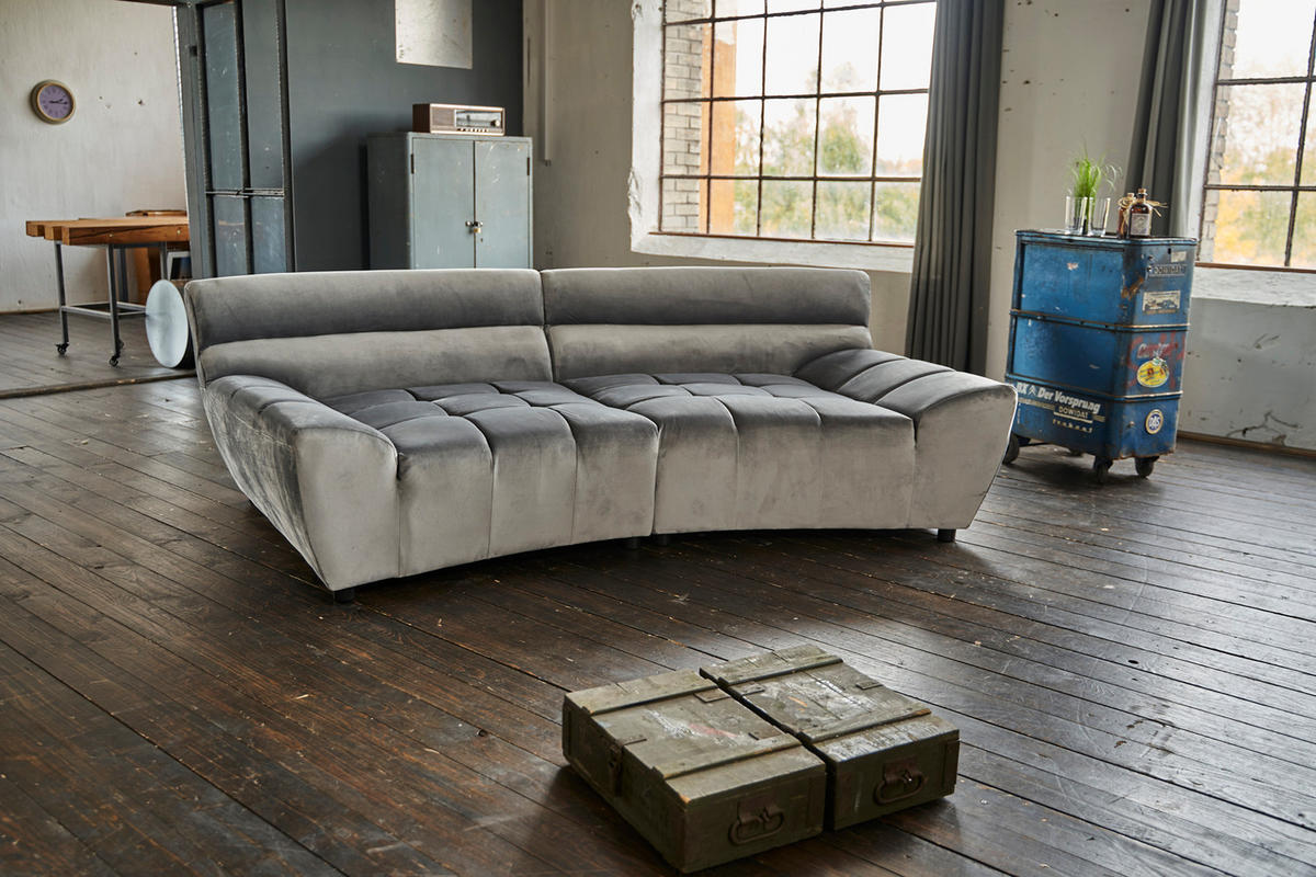 BIG SOFA NERLA Grau Webstoff - Dunkelbraun/Schwarz, Textil (260/78/165cm) - KAWOLA