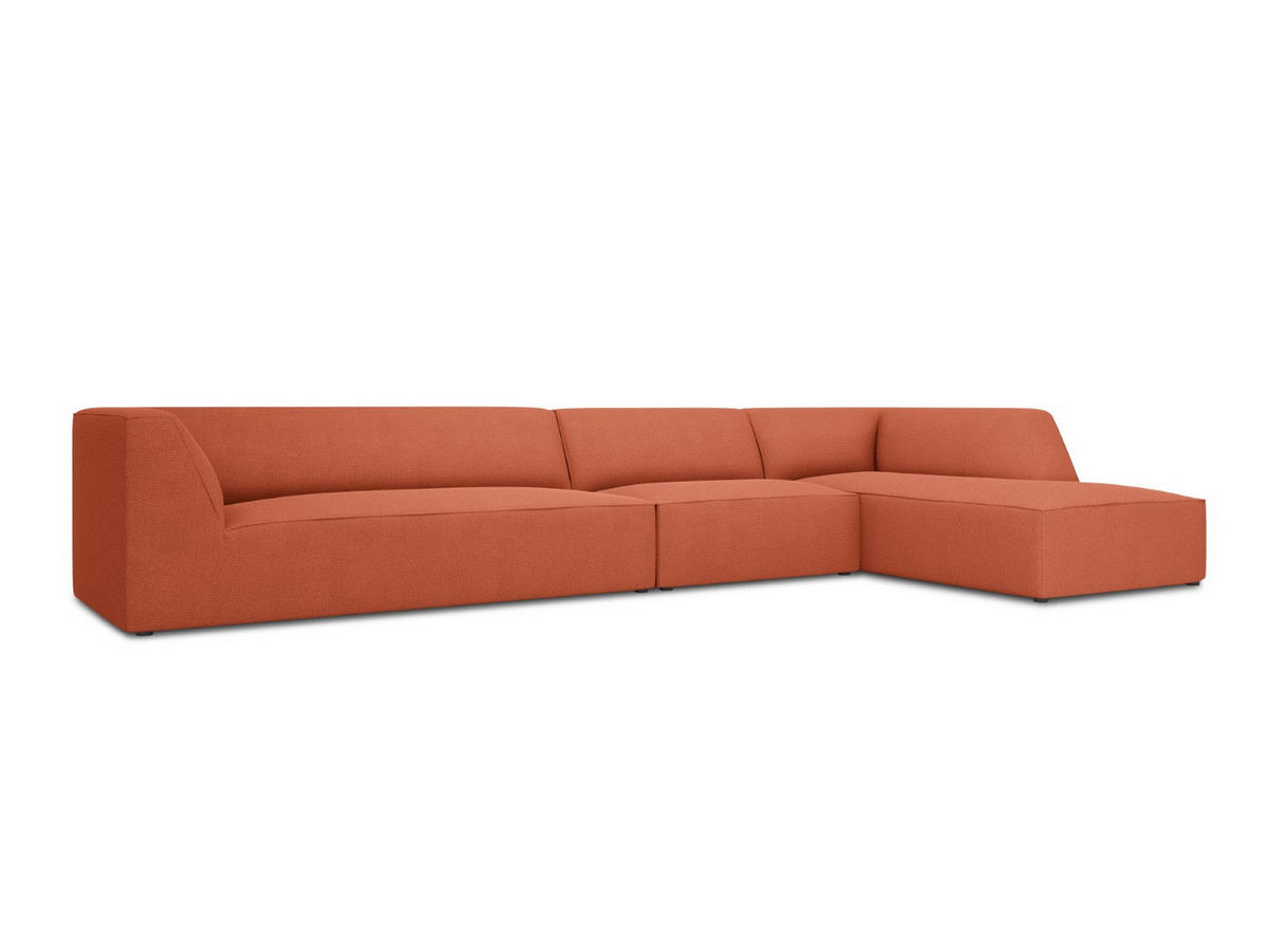 ECKSOFA rechts Ruby aus strukturiertem Stoff koralle 5 Sitzplätze - Koralle, Textil (180/366cm) - Micadoni