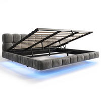 STAURAUMBETT 160/200 cm mit Stauraum, LED und USB, DE-41523, in Grau - Grau, Metall (160/200cm) - ComfortXL