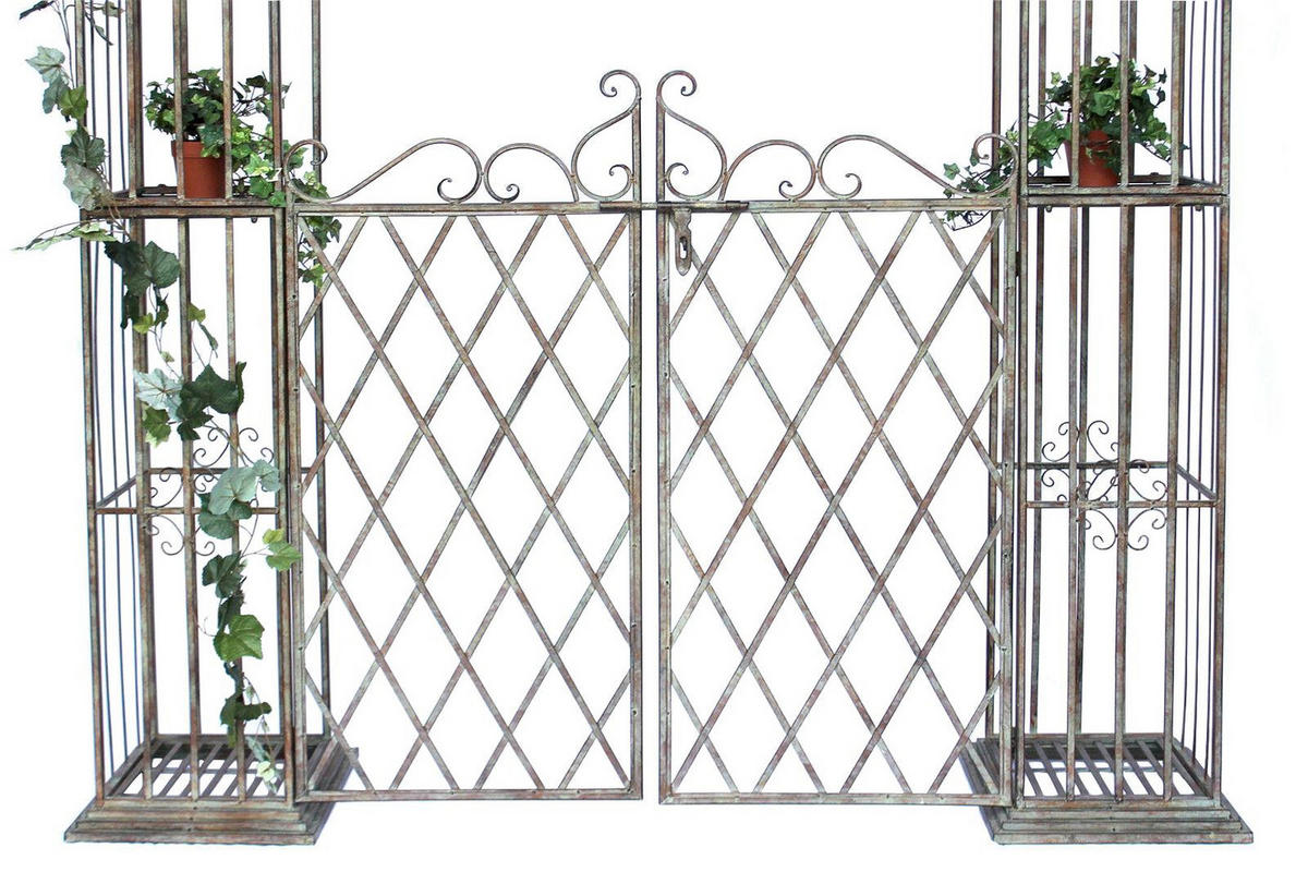 ROSENBOGEN mit Tor Metall Grün 275x170 cm - Braun, Metall (170/275/38cm) - DanDiBo