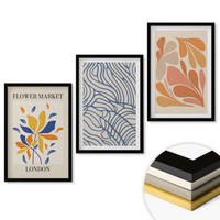 WANDBILDER 3er-Set - 40x60 cm Schwarzer Rahmen - Moderne abstrakte Blumen - Schwarz, Kunststoff (40/60cm) - ArtPrintCave