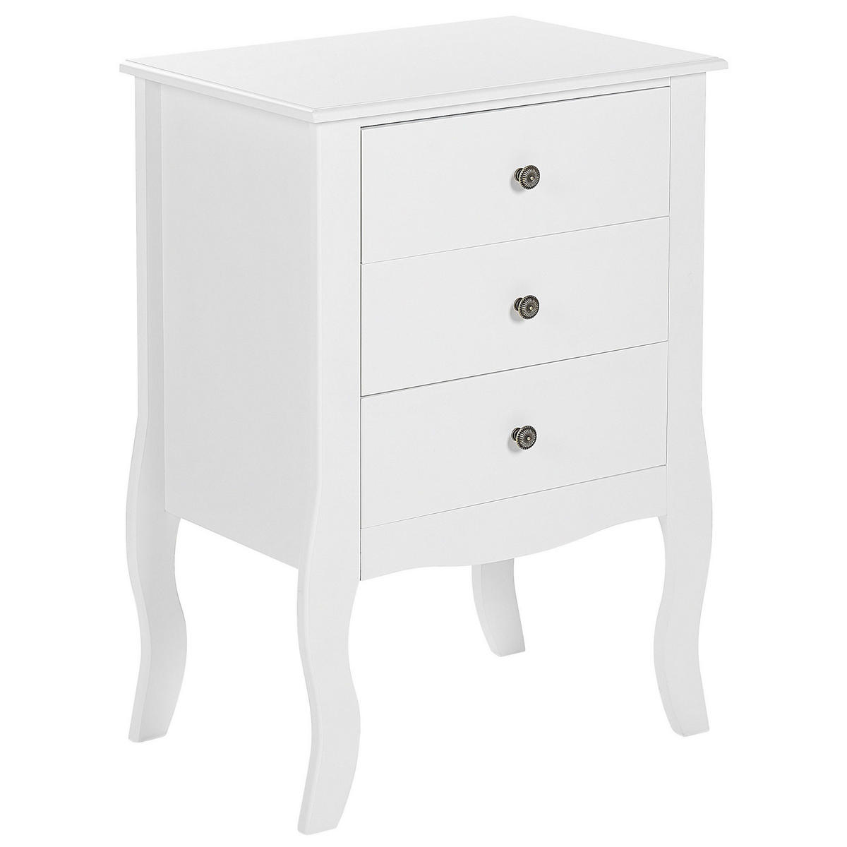 NACHTTISCH weiß 3 Schubladen Lane - Weiß, Holzwerkstoff (48/70/34cm) - Beliani