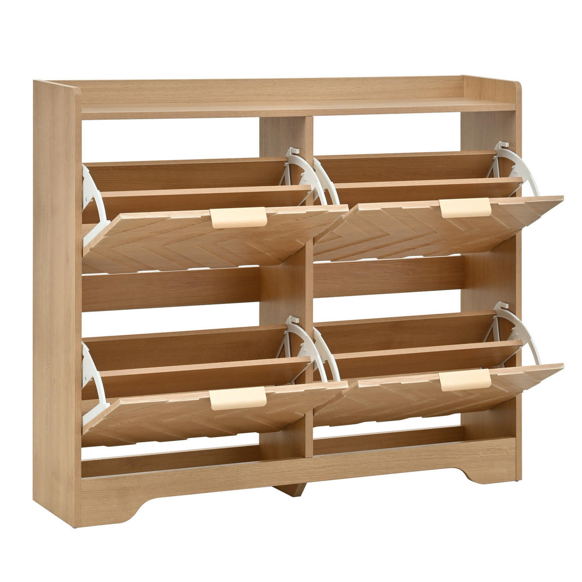 SCHUHSCHRANK mit 4 Klappfächern 105 x 24 x 90 cm MDF Natural - Braun, Holz (24/90/105cm) - Beauniv