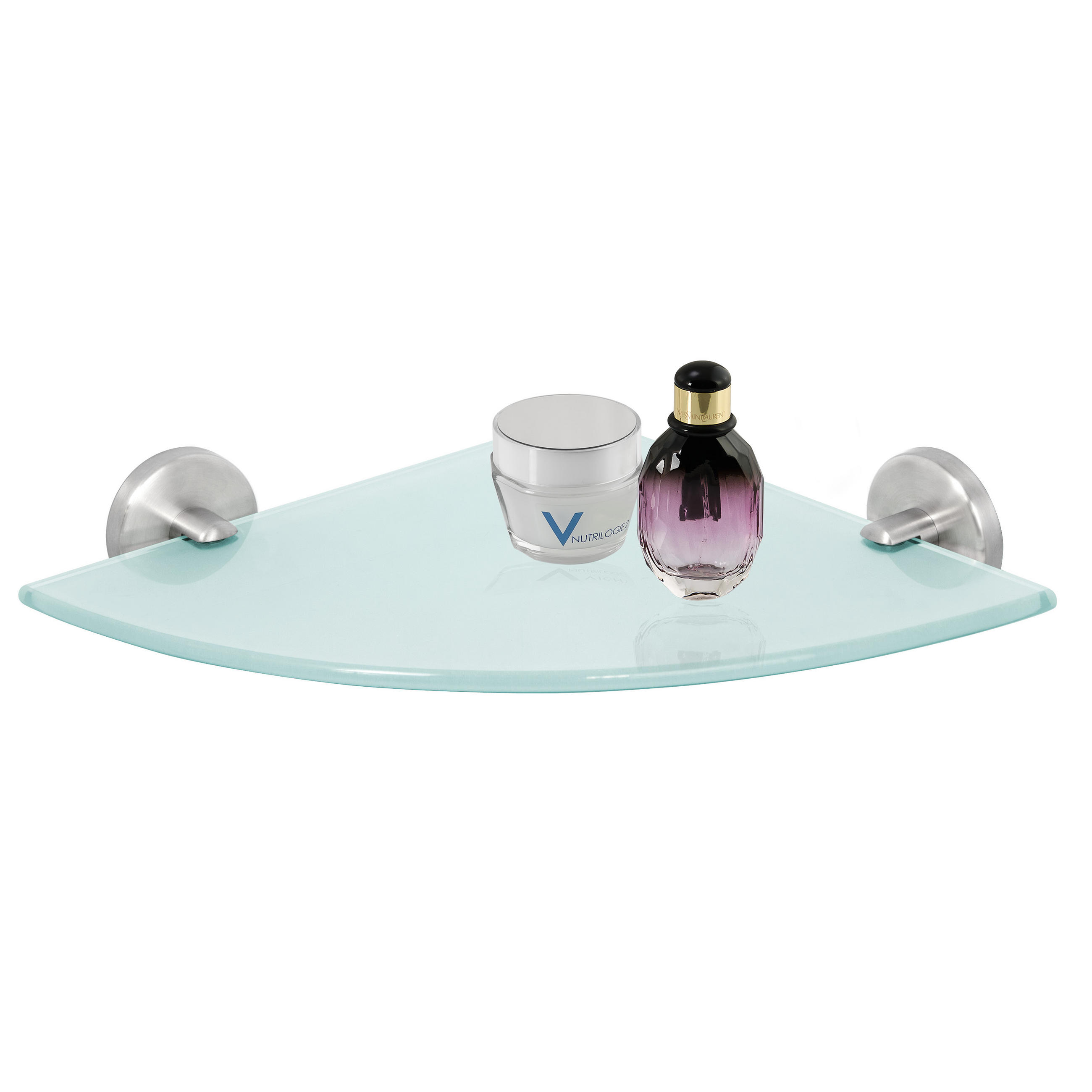 GLAS-ECKABLAGE PIAZZA, Edelstahl, matt - Edelstahlfarben, Metall (35/6/25cm) - bremermann