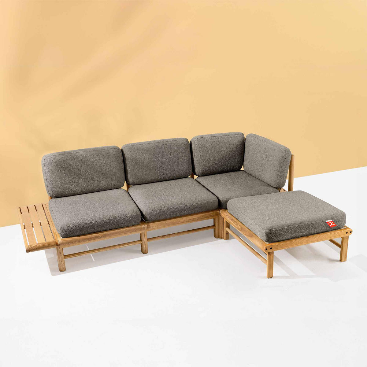 LOUNGESOFA ATREDA rechts - Grau, Holz/Textil (245/74/150cm) - KONSIMO®