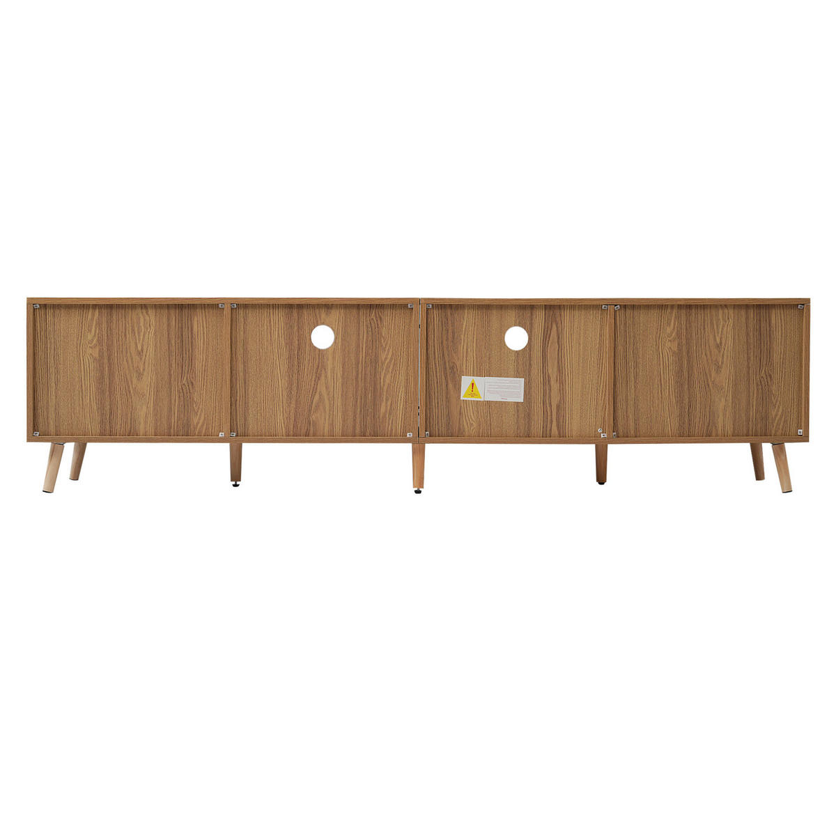 TV-SCHRANK aus Holzwerkstoff 200x37x49 cm Eiche mit 2 Türen, 2 Schubladen, Rattandesign und verstellbaren Füßen - Braun, Holzwerkstoff (200/49/37cm) - Modfu