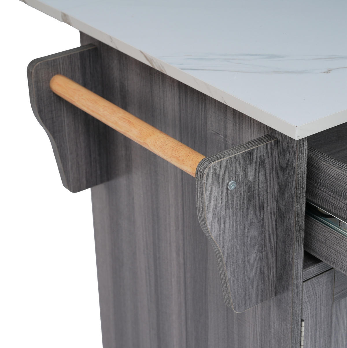 KÜCHENINSEL 129/71/91,5 cm Grau/Weiß aus MDF mit klappbarer Tischplatte - Grau, Holzwerkstoff (46/91.5/129cm) - OKMYHOME