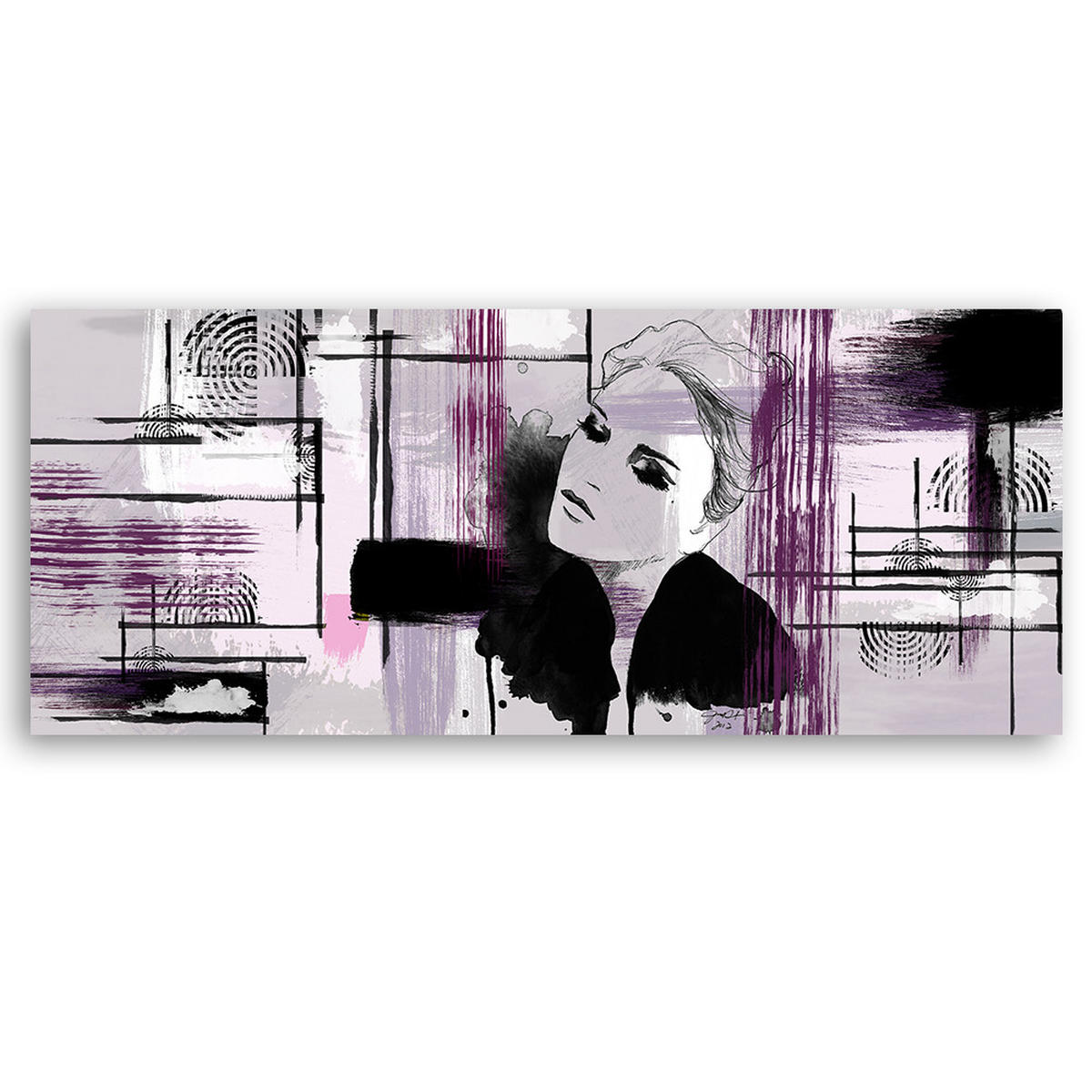 WANDBILD violette frau abstrakt - Pink, Textil (90/30cm) - Feeby