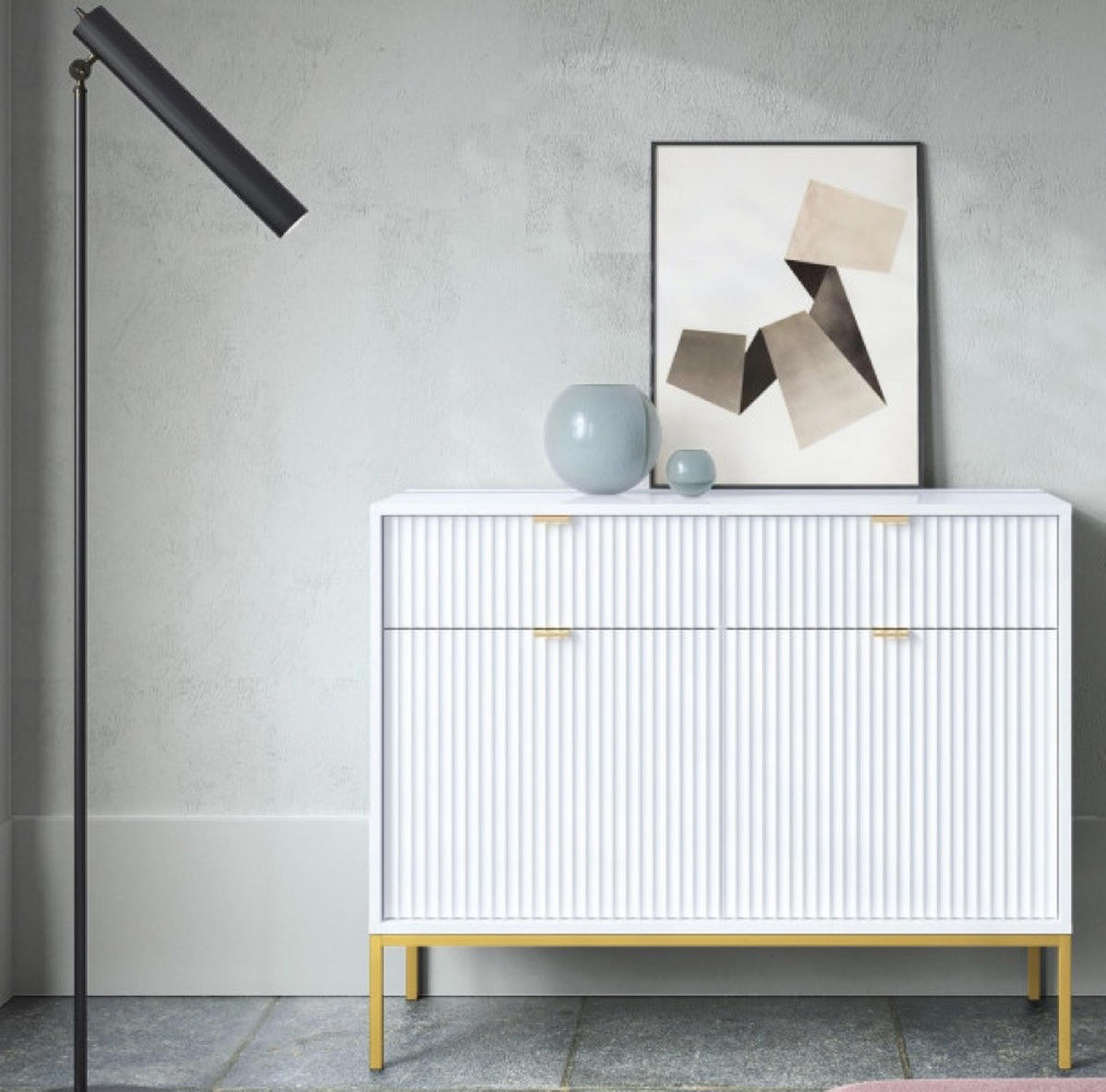 SIDEBOARD Weiß KSZ104 Mit Goldfarbenen Griffen - Weiß, Holzwerkstoff (104/83/39cm) - Sepro Meble