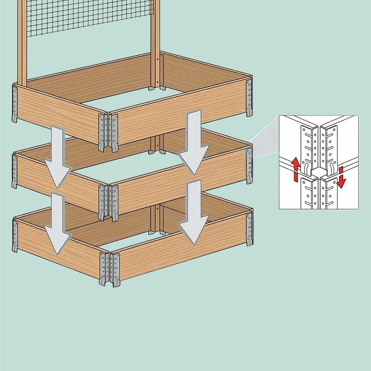 HOCHBEET - Hellbraun, Holz/Kunststoff (120/118/80cm) - Relaxdays